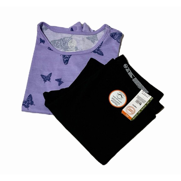 Wonder Nation “Lavender Butterfly Top” with black leggings Girls Size (XL 14-16) - Picture 1 of 5